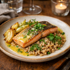 Pavé de truite d’Île-de-France, beurre citronné