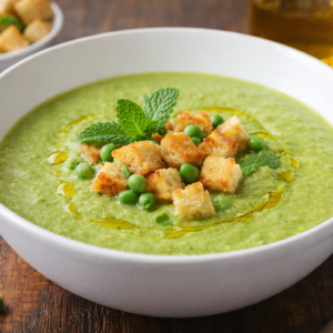 Velouté de petits pois à la menthe fraîche